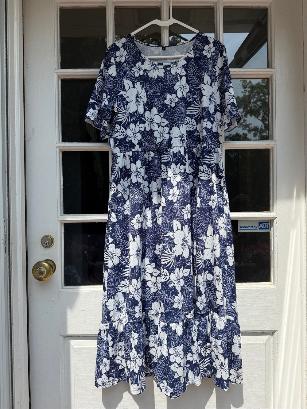 Navy & White Floral Midi Dress